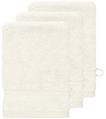 Sensei Maison - Lot de 3 Gants de Toilette 550 g/m² Luxury - 16x22 cm - Ecru