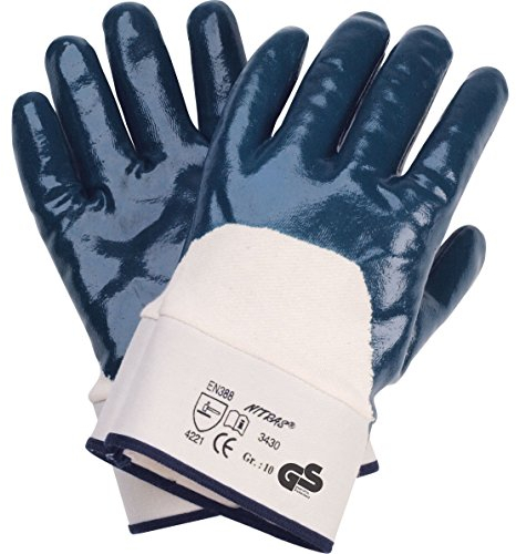 144 Paar NITRAS 3430 Nitril Handschuh blau Stulpe, Gr.: 10