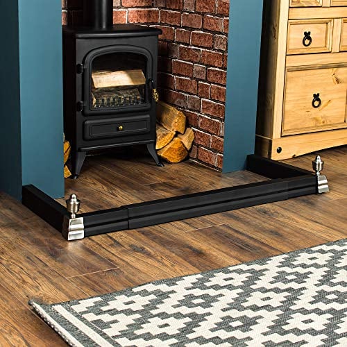 Fire Vida Adjustable Fire Fender, Black and Brushed Silver