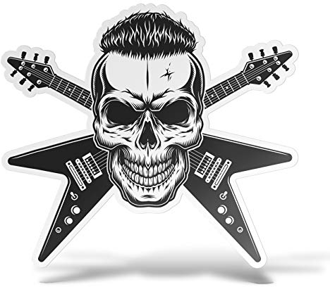 erreinge Aufkleber Schädel Hard Rock Heavy Metal konturierte Kleber PVC für Abziehbild Tapete Auto Moto Helmet Camper Laptop - 35 cm