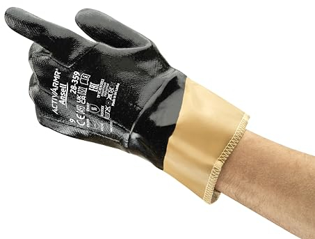 Ansell NitraSafe 28-359 Arbeitshandschuhe mit Kevlar, Wirksam vor Schnitt- und Schürfwunden, Exzellenter Stoßschutz, Sicheres Greifen, Industrie PSA, Größe XL (12 Paar)