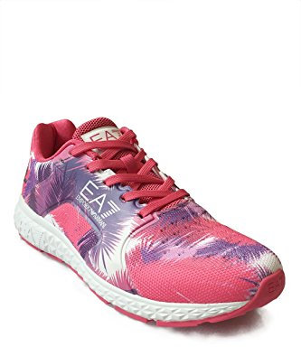 Emporio Armani EA7 - Scarpe da ginnastica da donna, modello C2 Light Spirit Graphic U – Scarpe da ginnastica leggere, design a rete, con stampa allover Palmen, colore: rosa viola, Palm Pink 14773, 40