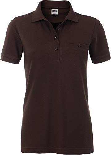 James & Nicholson Damen Ladies' Workwear Polo Pocket Poloshirt, Braun (Brown), 44 (Herstellergröße: 3XL)