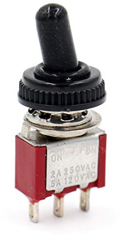 Heschen Miniatur Kippschalter MTS-102 ON-ON SPDT 3 Pin, 2A 250V, 5A 120V, mit wasserdichter Abdeckung, 5 Stück