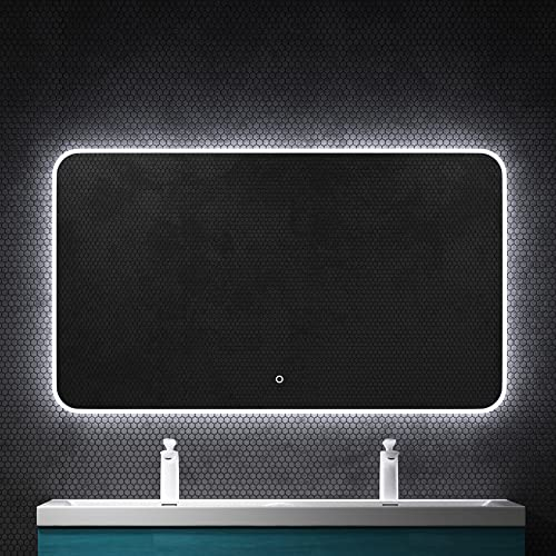 Mai & Mai Badspiegel mit LED Beleuchtung Wandspiegel 120x70cm Bad-Spiegel mit Touchschalter, Beschlagfrei durch Antifog-Schicht