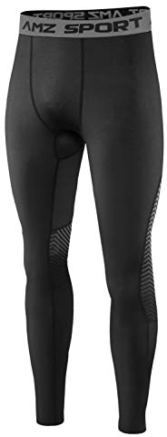 AMZSPORT Herren Kompressionshose Schnelltrocknende Laufhose Sporthose Trainingshose - Schwarz L