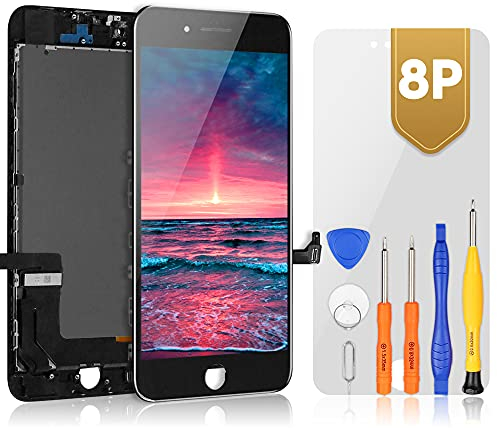 Bokman Schermo Display LCD per iPhone 8 Plus Nero, Touch Screen Digitizer Parti di Ricambio con Strumenti di Riparazione