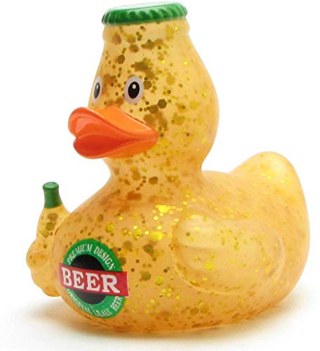 Bier Badeente I Quietscheente I L: 8,5 cm I inkl. Badeenten-Schlüsselanhänger im Set
