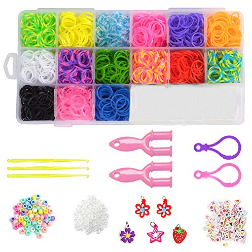 ZoneYan 1500+Loom Bänder Set, Loom Gummibänder Set, Gummibänder Kinder Basteln, Loombänder Kasten Set, Loops Gummis, Schönen Accessoires, Geschenke Zum Kindergeburtstag