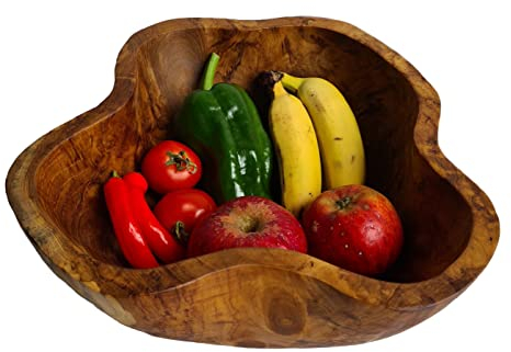 Windalf Rustikale Snack Holzschale AMELIE Ø 28 cm Nussschale Deko-Schale Schmuckschale Wurzelholz