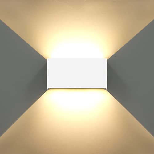 KAWELL 24W Modern Wandleuchte LED Wandlampe Up Down Einstellbarer Abstrahlwinkel Aluminium Wandbeleuchtung Innen Außen Wasserdicht IP65 für Badezimmer Treppen Schlafzimmer Wohnzimmer, Weiß 3000K