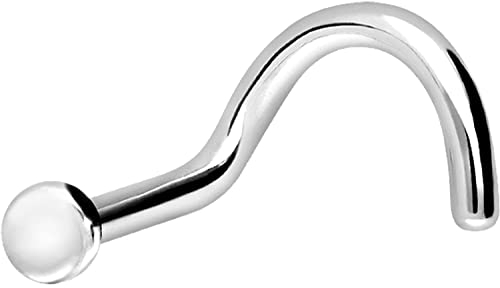 PIERCINGLINE Nasenpiercing Titan 2 mm PLÄTTCHEN Piercing Nase Stecker Spirale Weißgoldfarben
