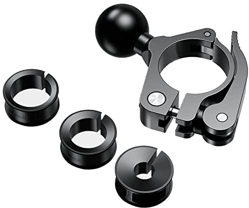 1 inch ball mount accessories suitable for handlebars with a diameter of 0.5 inches to 1.26 inches, tool-free to install handlebar ball mount compatible with RAM brackets (1 inch ball), black, R18