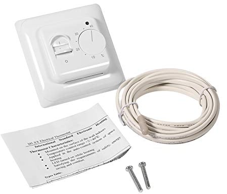 Manual Heating Thermostat, Air Condition Temperature Control Switch Room Floor Mechanical Thermostat Electric Underfloor Controller Sensor Probe 220V 16A Precise Energy Savings Home Efficiency