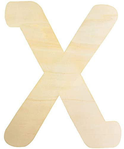 Unfinished Wooden Letter X for Crafts, 12 Inch Large Wood Alphabet for Wall | 30cm tall, 5mm thick smooth paintable fiberboard, double sided blank, suits personalized nursery room door and baby names