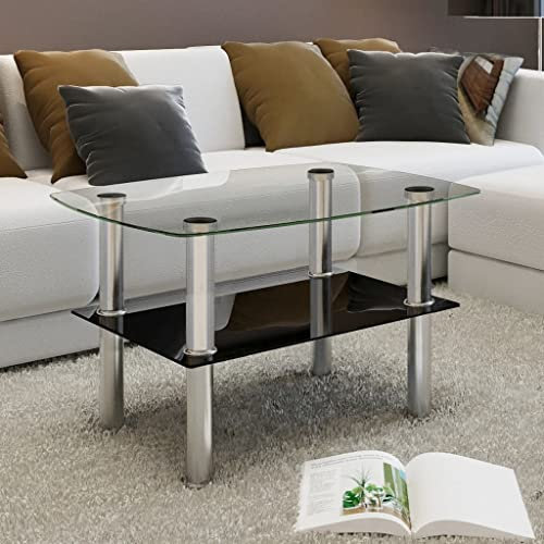 INLIFE Couchtisch Glas 2 Ebenen