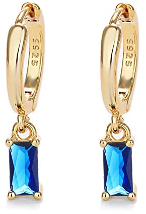 Goldene Ohrringe Damen mit blauen Ohrringen, Creolen Gold für Frauen 14K Mini Creolen Gold Ohrringe für Mädchen und Männer 2PCS