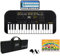 Kit Tastiera Casio SA51 (Fondo Bianco) con Alimentatore, Borsa ffalstaff ® con Tracolla e Maniglie per un Comodo Trasporto, App di Apprendimento e E-book Suona la Tastiera