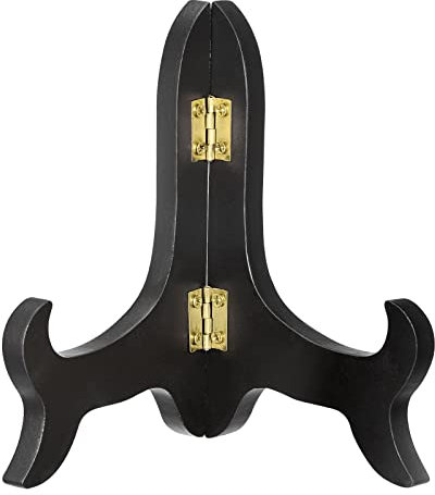 sourcing map 5 Easel Plate Holder, Wooden Folding Display Stand Black for Decorative Picture Frame