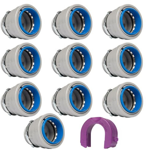 QuickFitting 1 inch Junction Box Connector | Push Install PVC Electrical Conduit Fitting | for Rigid Sch 40 and Sch 80 PVC Conduit | 10-Pack Liquid Tight Conduit Box Connectors