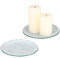 BSTKEY Juego de 2 platos decorativos de cristal con mosaico, 15 cm, soporte redondo para velas de pilar, portavelas, posavasos (plateado)