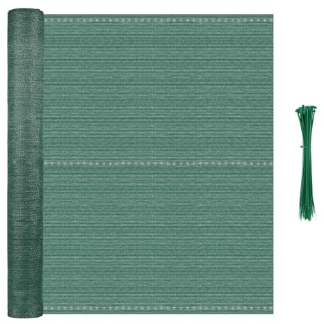 Joparri Brise-vue - Filet d'ombrage avec serre-câbles - 150 g/m² - Tissu PEHD - 90 % - Protection UV - Pour balcon, balustrade, terrasse, clôture - 1,2 x 20 m - Vert