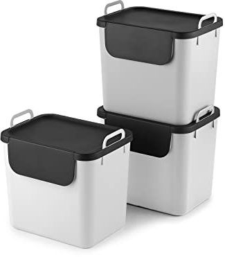 Jive - Sistema de separación de basura, juego de 3 unidades, 30 l, para la cocina, plástico (PP reciclado), color blanco, 3 x 30 l (39,8 x 29,8 x 50,1 cm)