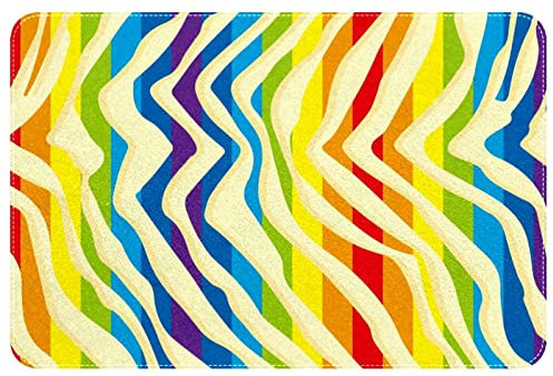 Haustürmatte 40X60cm Regenbogen-Zebra-Textur Badvorleger Personalisiert Fußmatten Rutschfester Badteppich Für Haushalt Schlafzimmer Küche