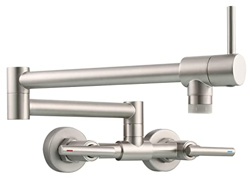 Tecmolog 2 Modus Spültischarmatur Küche Klappbar Messing 360° Drehbare Kalt und Heiß Mischbatterie für Küche, Gebürstetes Nickel, BNA1243A