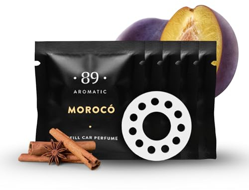 Aromatic • 89 • Recharges Clip Voiture x5 – Parfum Prune, Encens & Cannelle – Capsules Parfumées Longue Durée – Anti-Odeurs, Fraîcheur Luxueuse pour l’Intérieur Auto