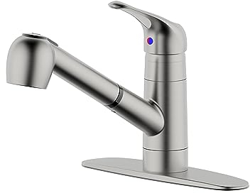Derengge Küchenarmatur aus Edelstahl, 20,3 cm, ausziehbare Küchenarmatur mit Deckplatte, 1-Loch- oder 3-Loch-Installation, KF-8125-SS