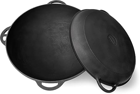 Dutch Oven Pot with Lid Syton (12.5 Quarts (12 L) - Camping Dutch Oven - Cast Iron Cookware Set - Uzbek Kazan Cast Iron – Premium Camping Cookware – 2 in 1 Lid as Frying Pan + Cauldron