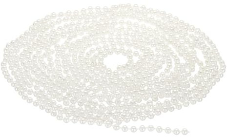 PATIKIL 5 mm Faux Perle Perles Guirlande, 16,4 Ft Perle Ficelle Chaîne Perle Rouleau pour Artisanat Mariage Fête Maison Décoratif Bijoux Fabrication Noël Arbre, Blanc