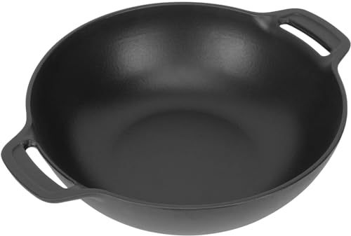 WELL GRILL Gusseisen Wok für Gasgrill Weber Gourmet BBQ System und Weber 57cm Holzkohlegrill, Wokpfanne Gusspfanne für Enders Switch Grid Rostsystem Gasgrill Zubehör
