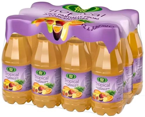 Juice Tree Tropical Fruit Juice Drink From Concentrate Bottle Kids Pack - Improved Recipe - No Added Sugar - Great Flavour - 12x330ml