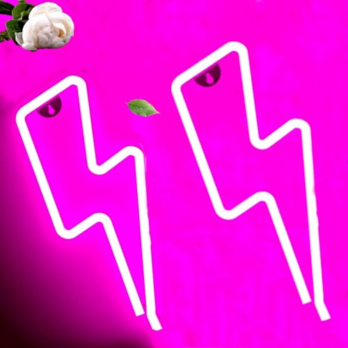 2 Stück Neon Lightning USB oder batteriebetrieben LED Anime Neonschild für Wand, Schlafzimmer Bar Dekoration neonrosa Licht fürTeenager Geburtstagsparty Spielzimmer Dekoration 34 x 13 x 2 cm