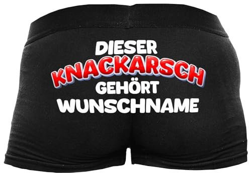 Shirtoo Lustige Herren-Boxershorts mit Spruch Dieser Knackarsch gehört Wunschname - Personalisiertes Geschenk für Männer zum Geburtstag, Valentinstag, zu Weihnachten oder Nikolaus