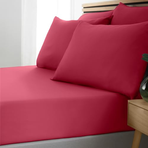 Catherine Lansfield So Soft Spannbettlaken für Doppelbett, bügelleicht, Hot Pink