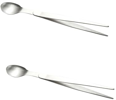 ABOOFAN 2pcs Mini Stainless Steel Tasting Spoons and Chopsticks Integrated Design Spoons for Home Kitchen Restaurant and Hotel Use