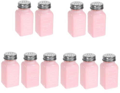 Cabilock 5 Juegos botella de especias de cocina envase aparato de cocina pimenteros de vidrio salero familiar Castor tarro de condimentos colocar Botellas de condimentos rosa
