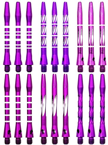 JpGdn Dart-Schäfte in lila, Metall-Zubehör, Harrow-Schäfte, Aluminium-Dart-Stange aus Aluminium mit Standard-2BA-Gewinde, Violett, 18 Stück