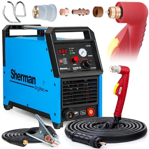 Sherman Cutter 70-400V 65A Plasmaschneider Pilotzündung HF bis 23 mm mit 6m A-81 Plasmabrenner - ausgestattet mit 2-Takt und 4-Takt, Test und MOSFET-Technologie