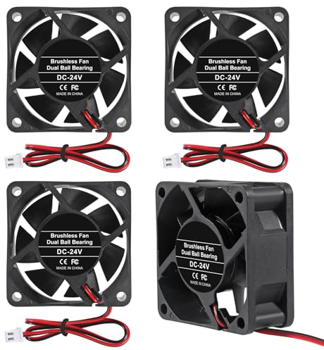 AITRIP 4PACK 60mm 24V DC Kühllüfter Hoher Luftstrom 60mm 25mm 24V 2Pin Amp Fans Dual Ball Bearings für Car Audio Vent Cooling Fan Low Noise