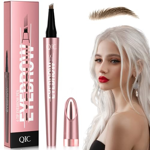 Augenbrauenstift Mit 4 Gabelspitzen, 3D Microblading Härchenzeichnung Wasserfest, Magischer Eyebrow Pencil für Augenbrauen Make-up, Hellbraun
