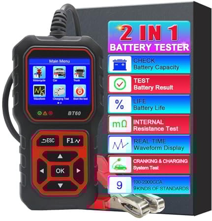 Professionale 12V 24V Automotive Battery Tester con 3.2 pollici HD Color Screen 100-3000 CCA Automotive Battery Charging Tester Strumento Moto Analizzatore Digitale di Precisione Tester