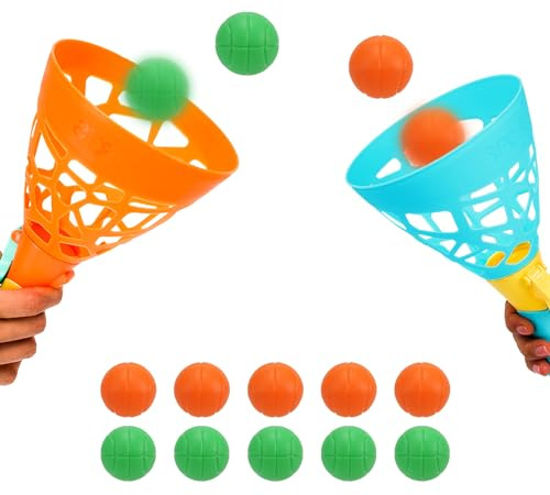 Zexint Pop und Fangballspiel mit 10 Bällen und 2 Fangkörben Spielaktivitäten für drinnen und draußen, Strandsport, Sommer Strandspielzeug für Kinder im Alter von 3 4 5 6 7 8 10 und 12 Jahren