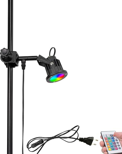 FSLiving Klemmleuchte, Leselampe mit 1,8 m Kabel und Fernbedienung, LED Nachttischlampe,Augenpflege Schreibtischlampe für Büro Heimgebrauch, RGB-Modus, Schwarz-1 Packung