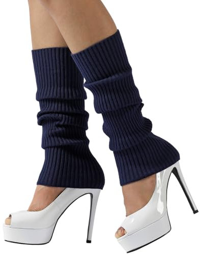 Nanxson Damen Kurz Beinstulpen Gestrickt Stulpen Winter Beinwärmer Legwärmer für Tanz Ballett Yoga 80er Jahre Kostüm Zubehör (A-Marine Blau)