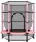 Trampolin für Kinder, Trampolin Outdoor Ø140cm, Sprungmatte Indoor mit Sicherheitsnetz, Gartentrampolin für Training & Unterhaltung, bis 50 kg, Spielzeug Geschenk für Kinder, Rosa