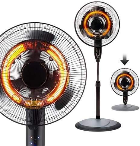 Wintem Ventilatore al Carbonio Caldo Freddo 2000/35W - Ideale per Ogni Stagione con Telecomando, Oscillazione 70° e Comodo Telecomando - 4 Livelli di Ventilazione e 2 Intensità di Riscaldamento